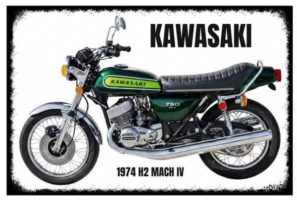 Kawasaki 1974 H2 MACH IV Classic Motorcycle 60s,70,80, Wall Art Memorabilia gift A5,A4,A3