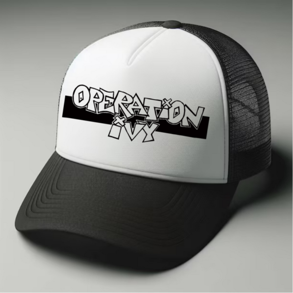 Operation ivy 1 Black and white trucker hat mesh cap Music, Birthday Gift one size