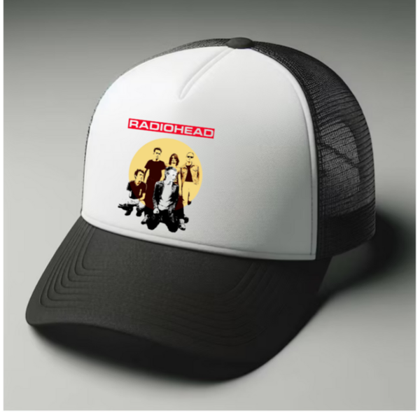 Radiohead Black and white trucker hat mesh cap Music, Birthday Gift one size