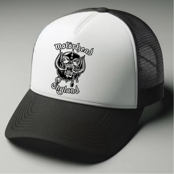 Motorhead 2 Black and white trucker hat mesh cap Music, Birthday Gift one size