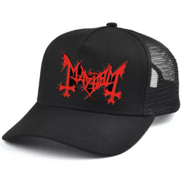 Mayhem Black and white trucker hat mesh cap Music, Birthday Gift one size
