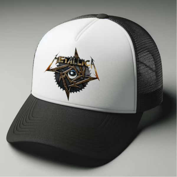 Metallica 2 Black and white trucker hat mesh cap Music, Birthday Gift one size