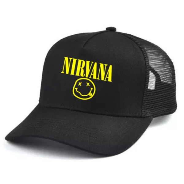 Nirvana Black and white trucker hat mesh cap Music, Birthday Gift one size