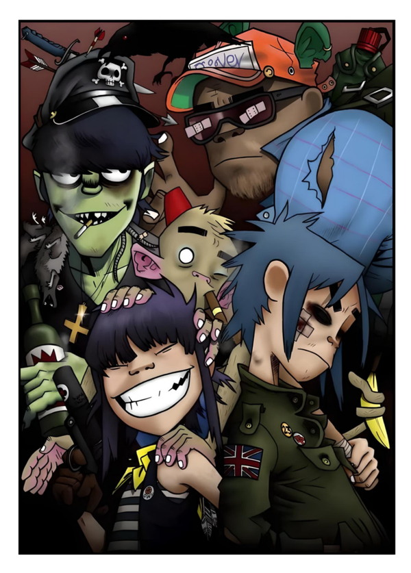 Gorillaz 8 Music Print  Concert Wall Art Memorabilia gift A5,A4,A3