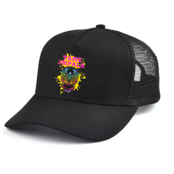 Tame Inpala Black and white trucker hat mesh cap Music, Birthday Gift one size