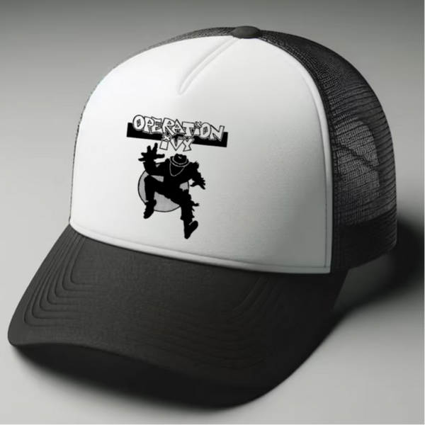 Operation ivy 2 Black and white trucker hat mesh cap Music, Birthday Gift one size