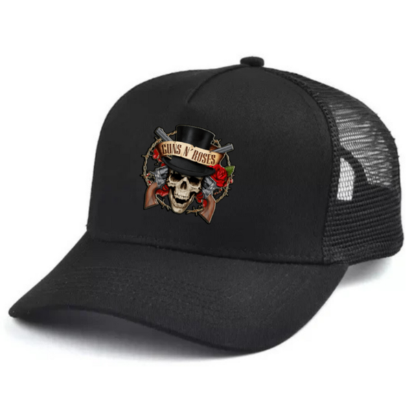 Guns n Roses Black and white trucker hat mesh cap Music, Birthday Gift one size