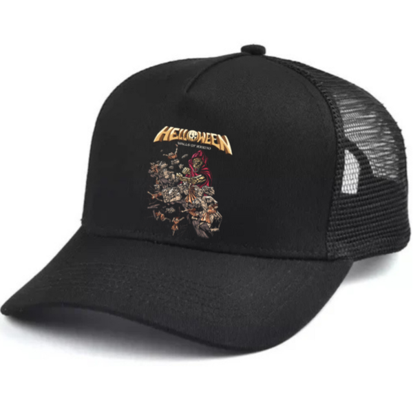 Helloween Black and white trucker hat mesh cap Music, Birthday Gift one size