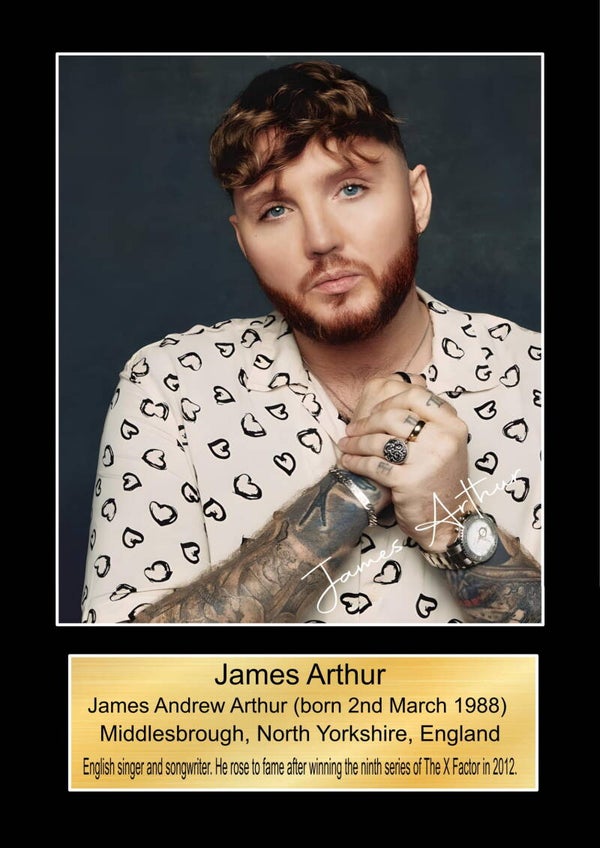 James Arther print Music Poster Wall Art Memorabilia gift A5,A4,A3.