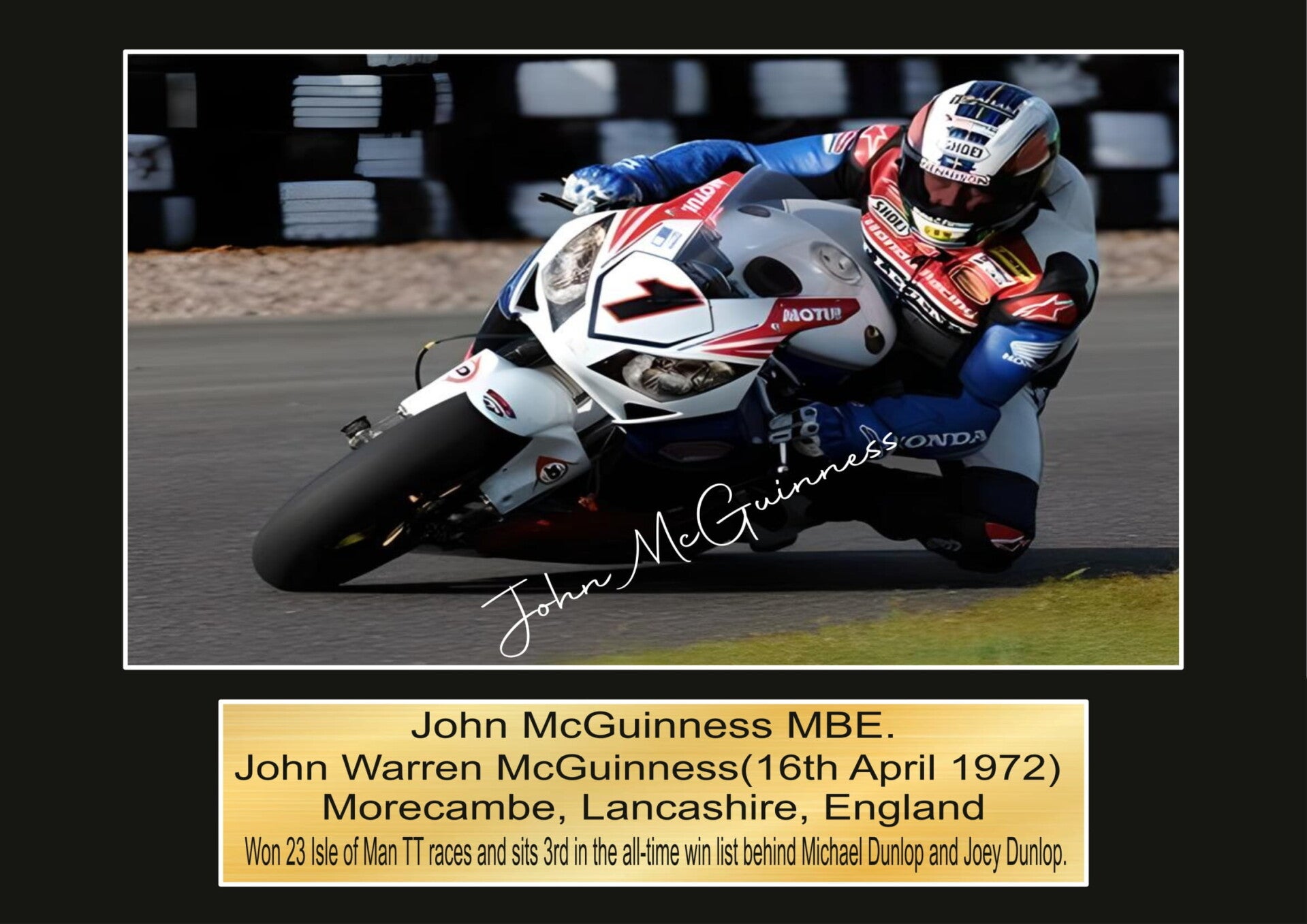 John McGuinness 2  Moto GP/TT Races signed  Poster Wall Art Memorabilia gift A5,A4,A3.