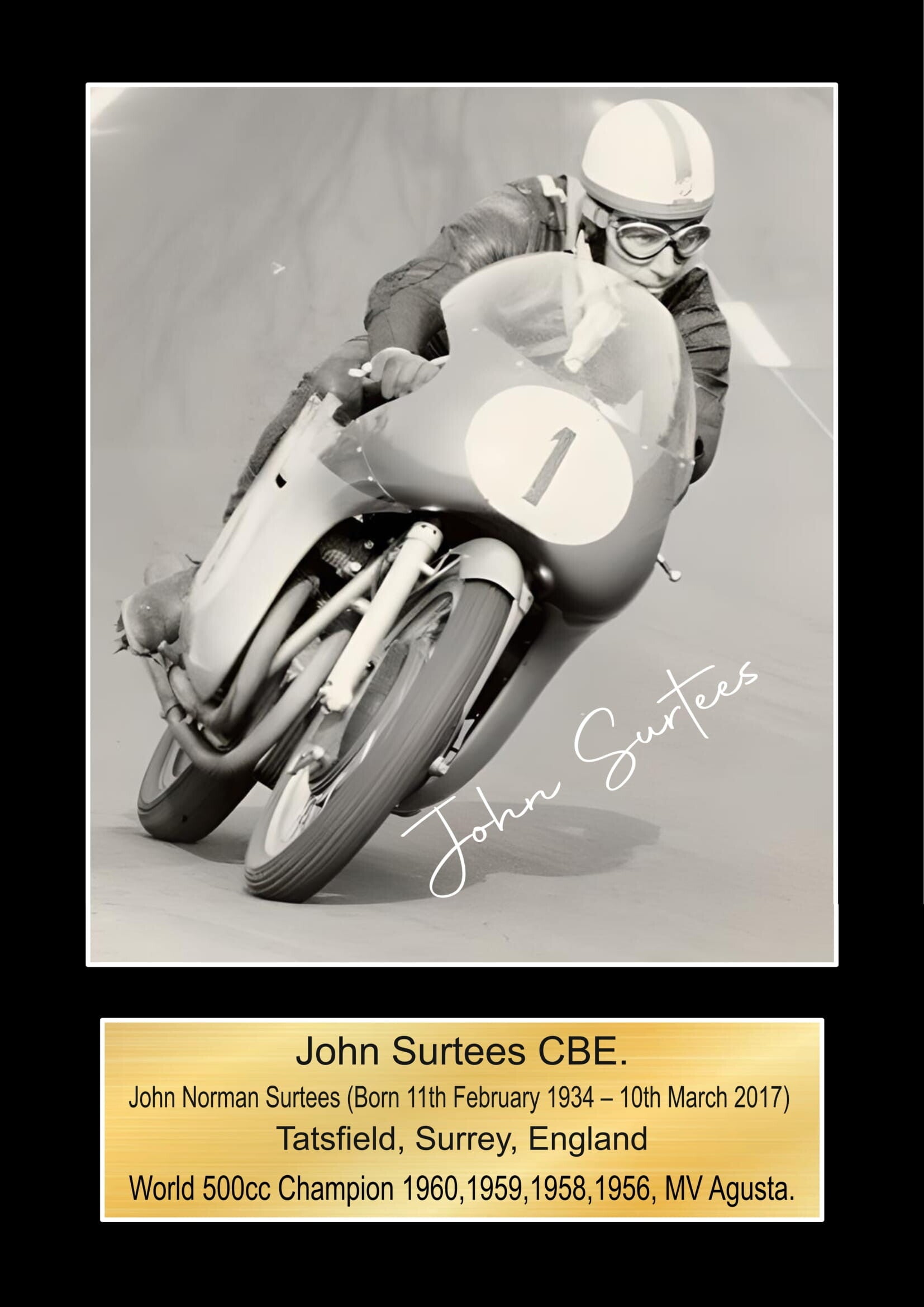 John Surtees  Moto GP/TT Races signed  Poster Wall Art Memorabilia gift A5,A4,A3.