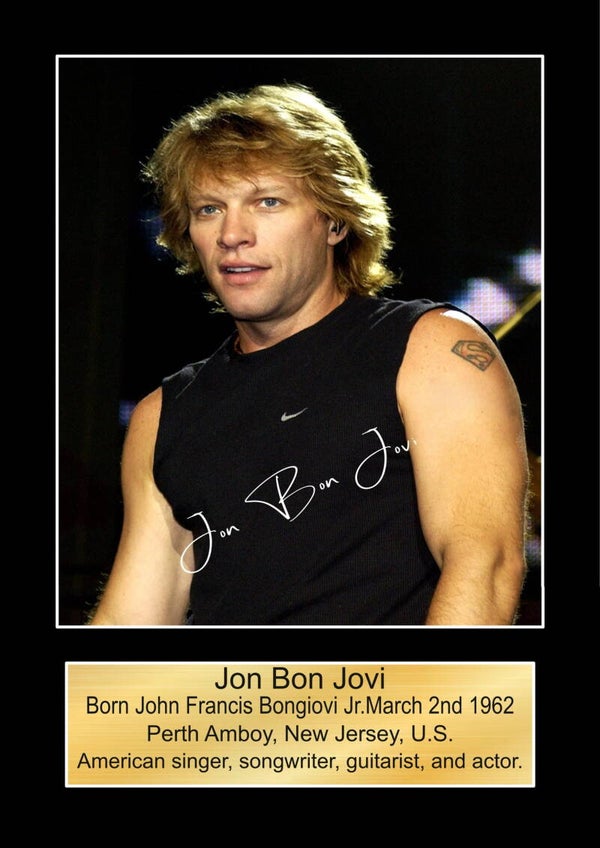 Jon bon jovi signed print Music Poster Wall Art Memorabilia gift A5,A4,A3.