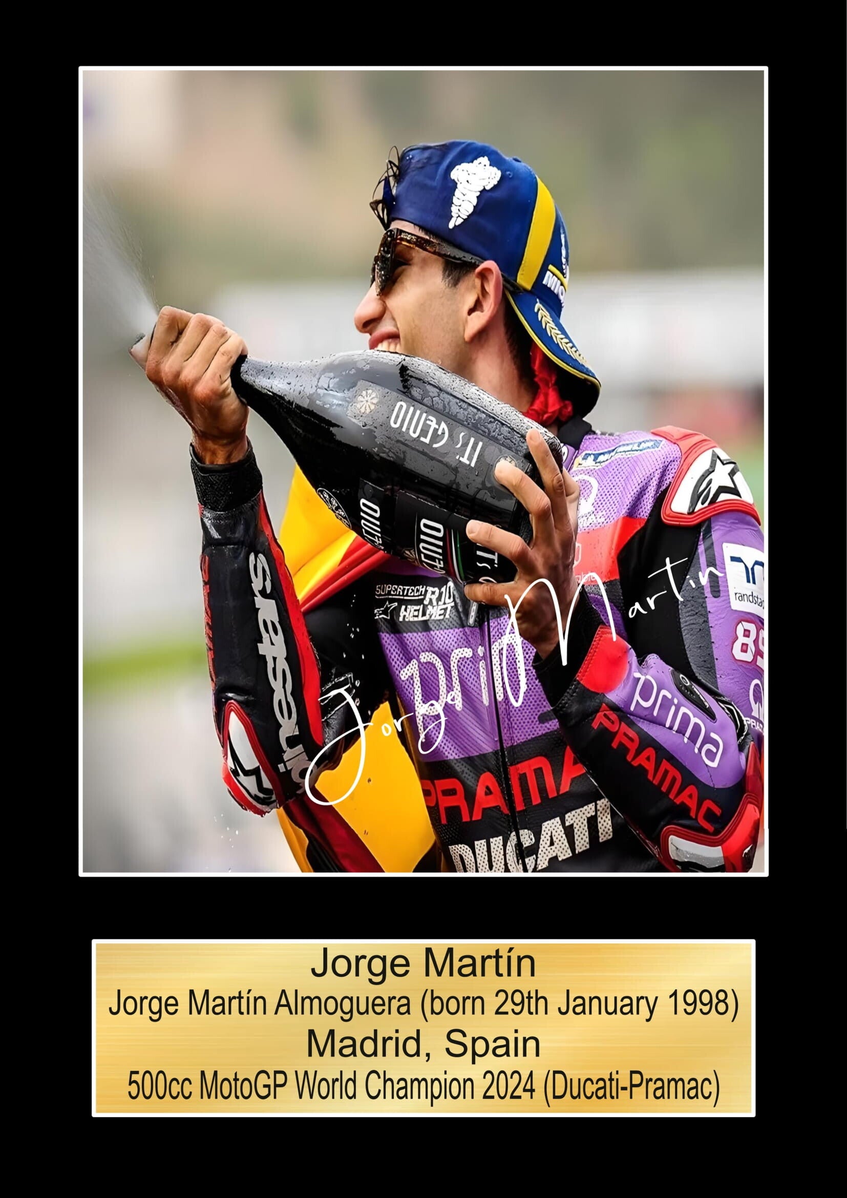 Jorge Martin 3  Moto GP/TT Races signed  Poster Wall Art Memorabilia gift A5,A4,A3.