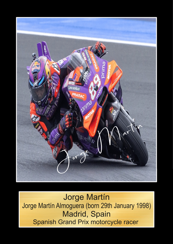 Jorge Martin 2  Moto GP/TT Races signed  Poster Wall Art Memorabilia gift A5,A4,A3.