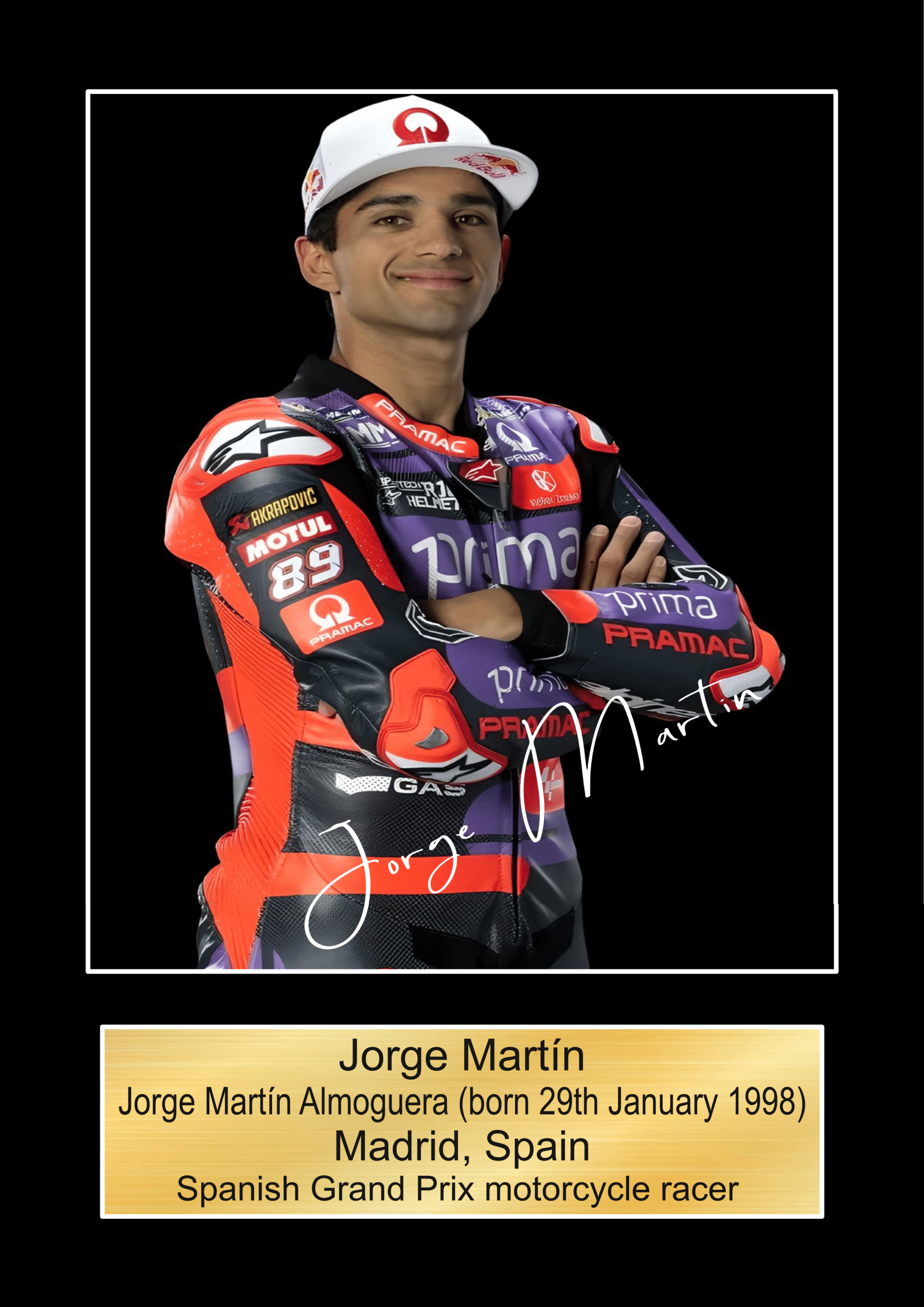 Jorge Martin  Moto GP/TT Races signed  Poster Wall Art Memorabilia gift A5,A4,A3.