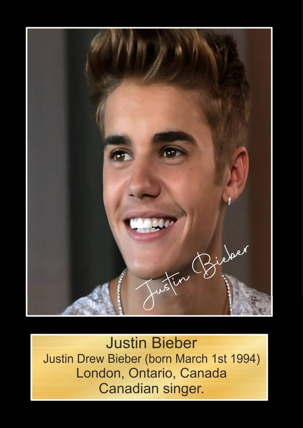 Justin Bieber print Music Poster Wall Art Memorabilia gift A5,A4,A3.