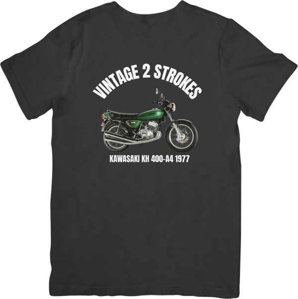 Kawasaki 2 h400 a4 1977  Music Unisex Fit for Men & Women Quality Cotton T-Shirt Black