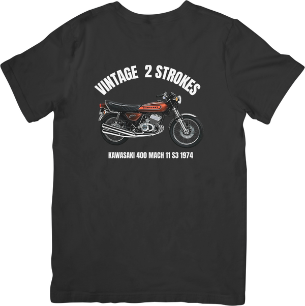 Kawasaki 3 H1 400 MACH 11 S3 1974  Music Unisex Fit for Men & Women Quality Cotton T-Shirt Black