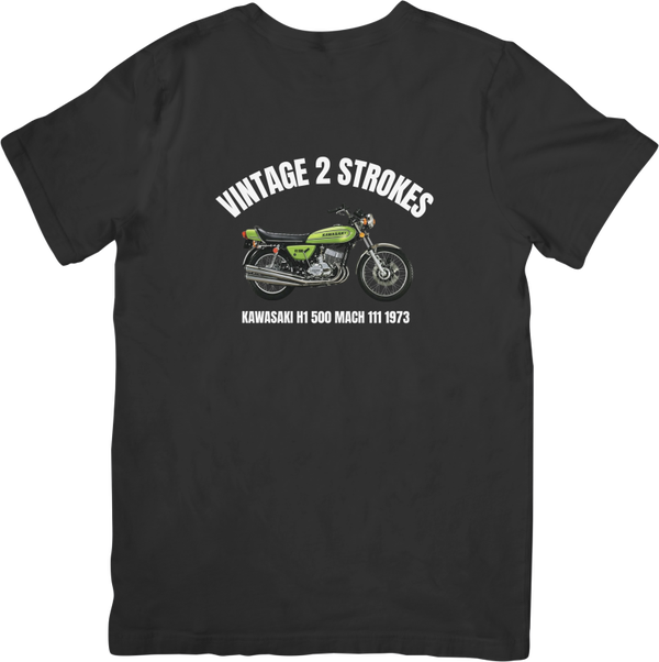 Kawasaki h1 500 mach 111 1973  Music Unisex Fit for Men & Women Quality Cotton T-Shirt Black