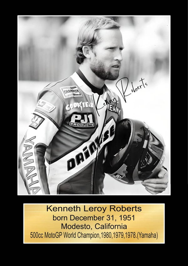 Kenny Roberts 2 Moto GP signed  Poster Wall Art Memorabilia gift A5,A4,A3.