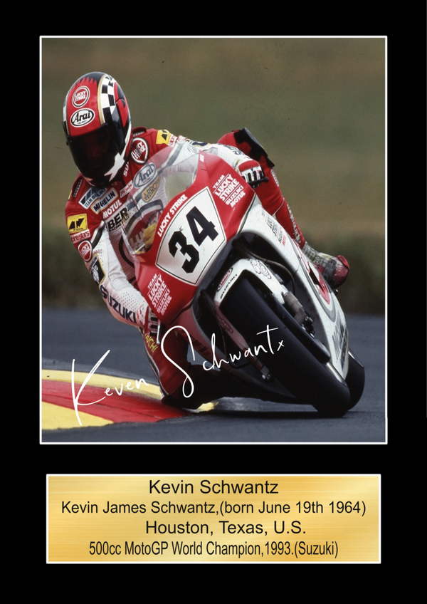 Kevin Schwantz  Moto GP/TT Races signed  Poster Wall Art Memorabilia gift A5,A4,A3.