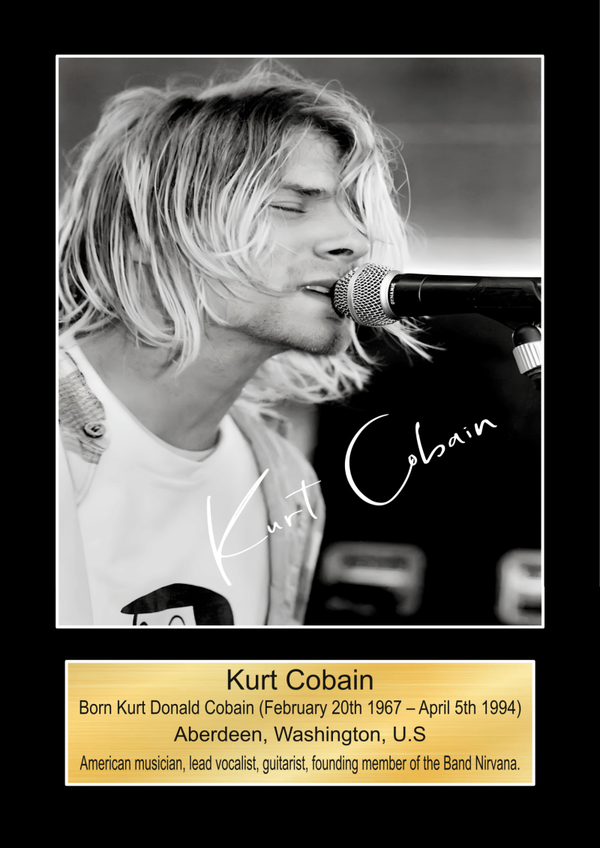 Kurt Cobain (Nirvana)  Music Poster Souvenir Wall Art Memorabilia gift A5,A4,A3.