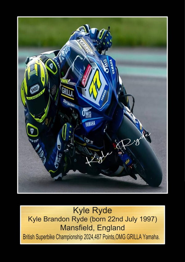 Kyle Ryde BSB  Moto GP/TT Races signed  Poster Wall Art Memorabilia gift A5,A4,A3.