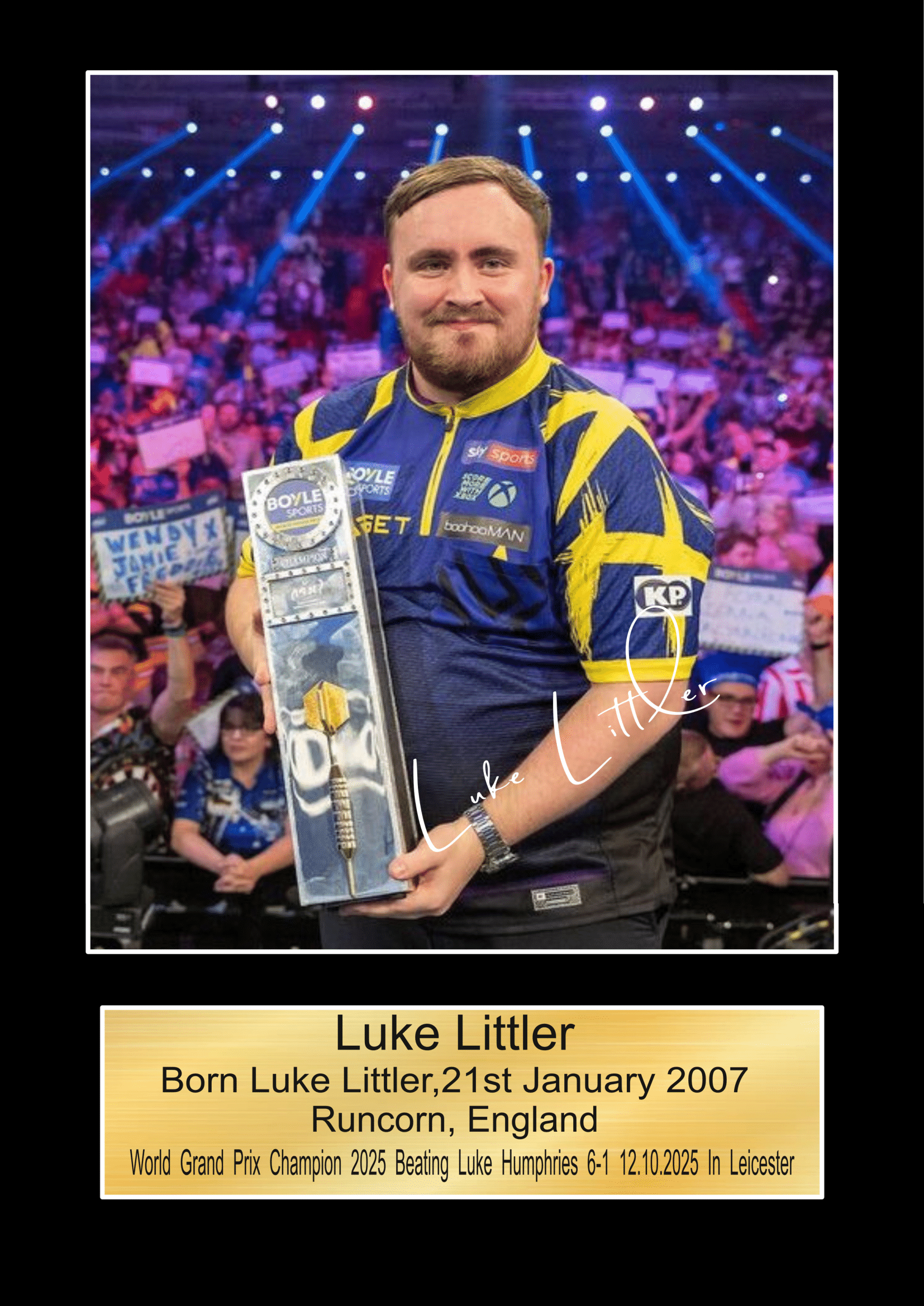 Luke Littler World Grand Prix 2025  signed print Music Poster Wall Art Memorabilia gift A5,A4,A3.