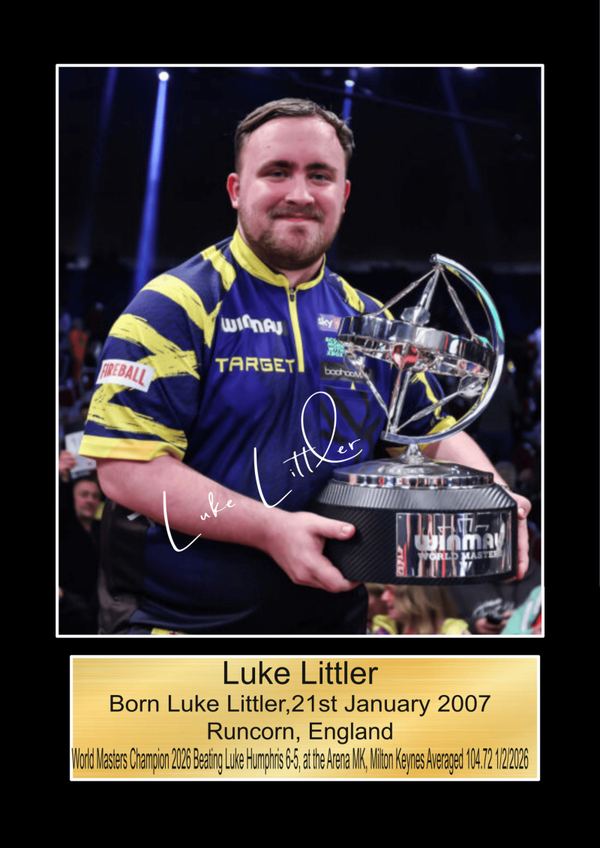 Luke Littler World Maters 2026  signed print Music Poster Wall Art Memorabilia gift A5,A4,A3.