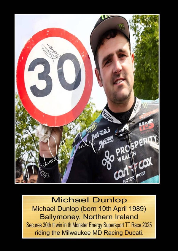 Michael Dunlop Moto GP/TT Races signed  Poster Wall Art Memorabilia gift A5,A4,A3.