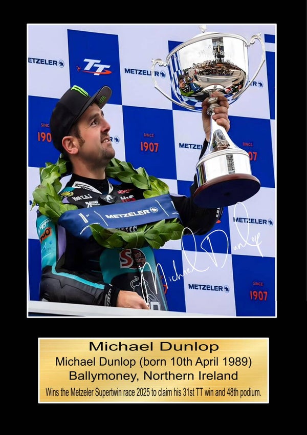 Michael Dunlop 3 Moto GP/TT Races signed  Poster Wall Art Memorabilia gift A5,A4,A3.