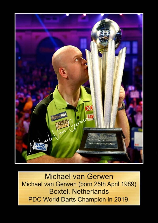 Michael Van Gerwen World Champion 2019  signed print Music Poster Wall Art Memorabilia gift A5,A4,A3.