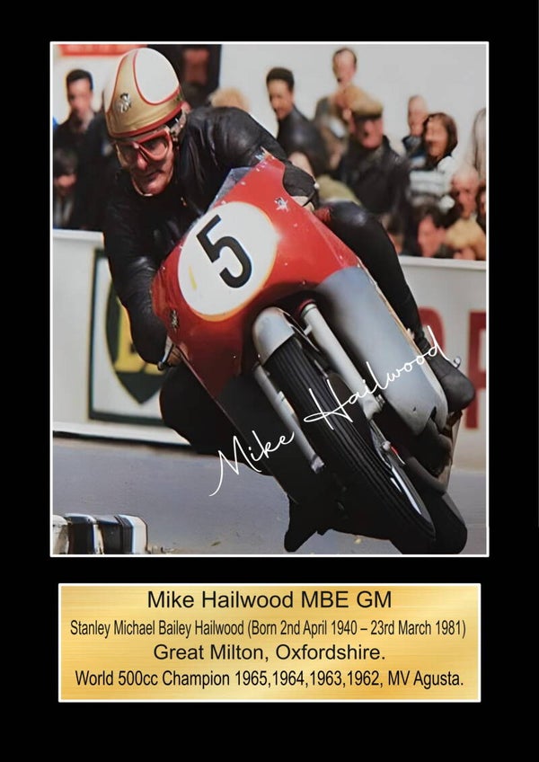 Mick Hailwood Moto GP/TT Races signed  Poster Wall Art Memorabilia gift A5,A4,A3.