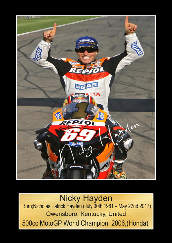 Nicky Hayden 2 Moto GP/TT Races signed  Poster Wall Art Memorabilia gift A5,A4,A3.