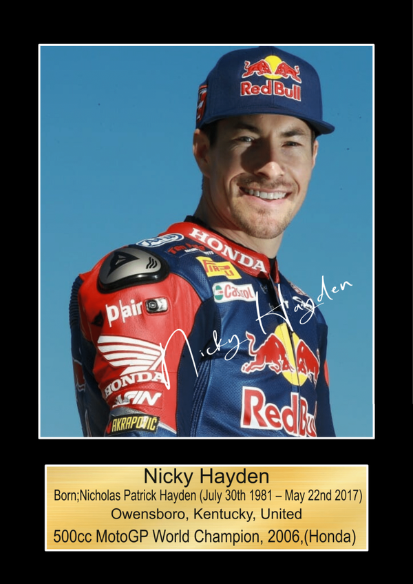 Nicky Hayden Moto GP/TT Races signed  Poster Wall Art Memorabilia gift A5,A4,A3.