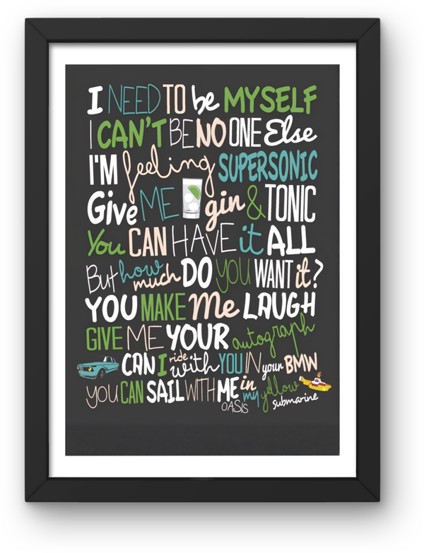 Oasis 4 print Music Print PDF,File  Instant Digital Download A2,A3,A4,A5.