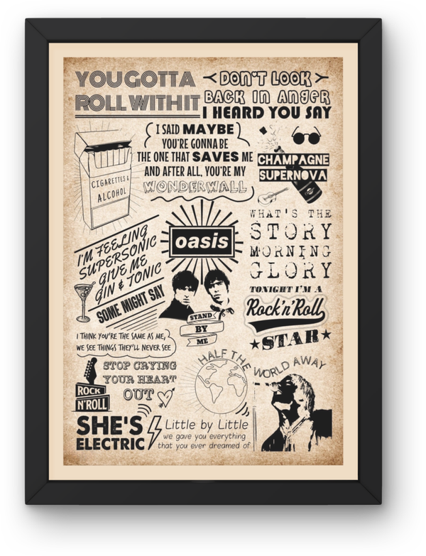 Oasis 9 print Music Print PDF,File  Instant Digital Download A2,A3,A4,A5.