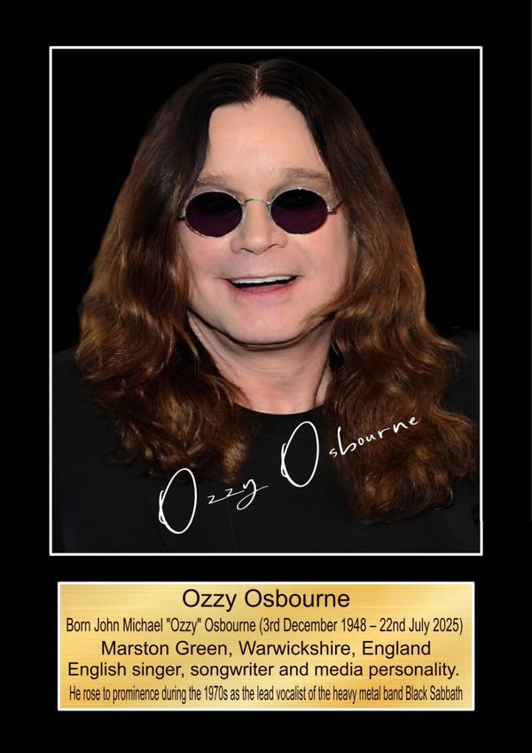 Ozzy Osbourne  Music Poster Wall Art Memorabilia gift A5,A4,A3.