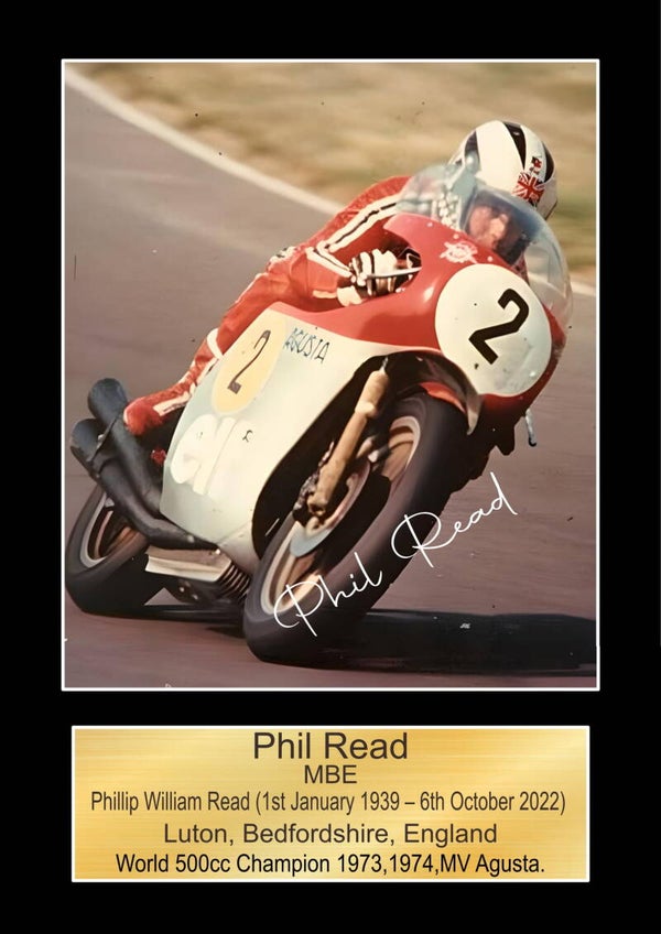 Phil Reed Moto GP/TT Races signed  Poster Wall Art Memorabilia gift A5,A4,A3.