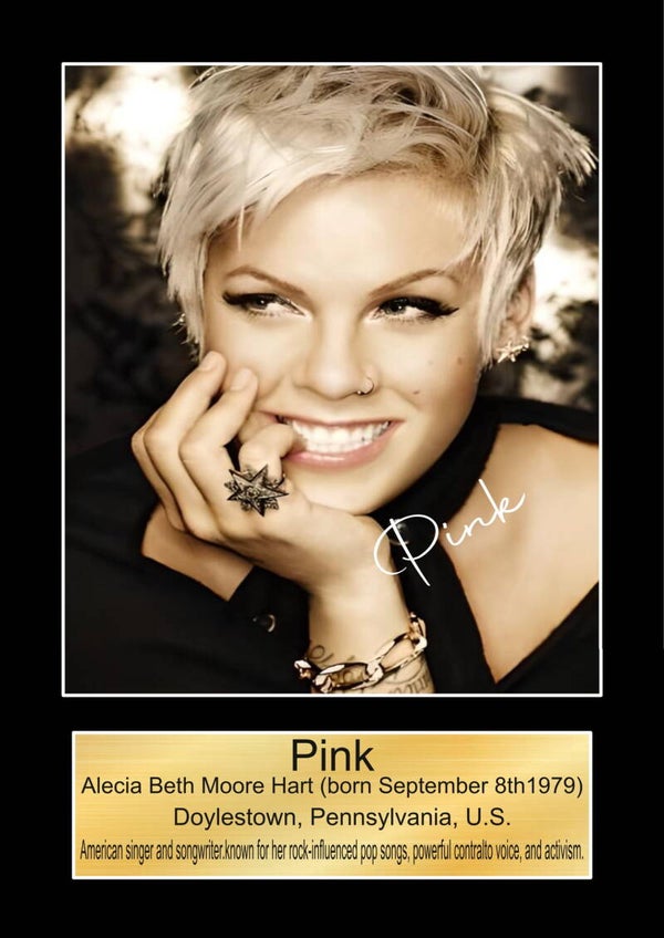 Pink signed print Music Poster Wall Art Memorabilia gift A5,A4,A3.