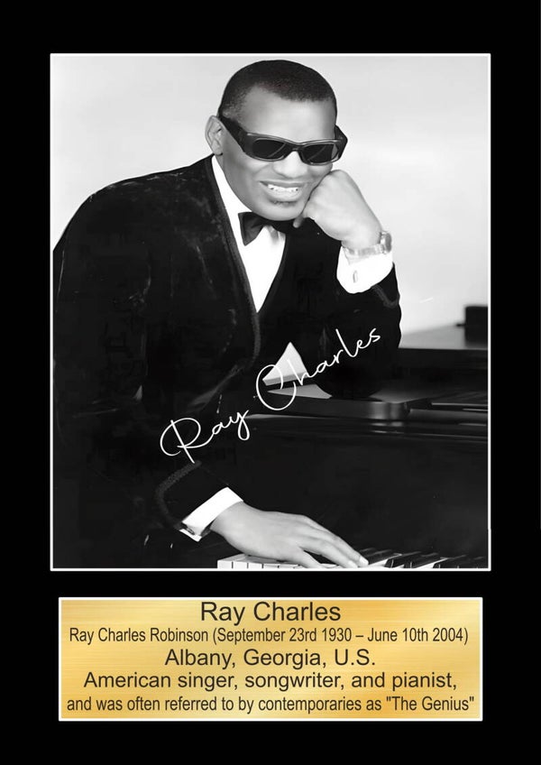 Ray Charles Music Poster Wall Art Memorabilia gift A5,A4,A3.