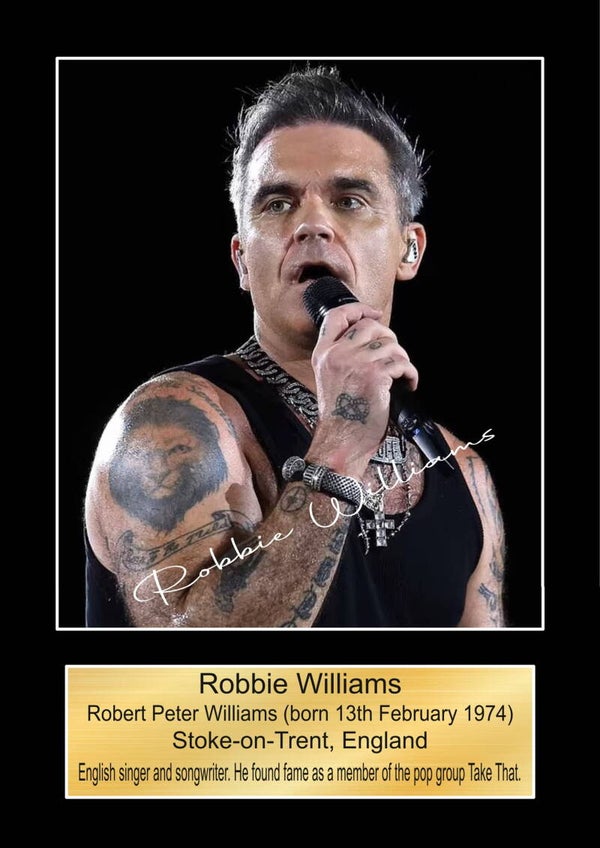 Robbie Williams Music Poster Souvenir Wall Art Memorabilia gift A5,A4,A3.