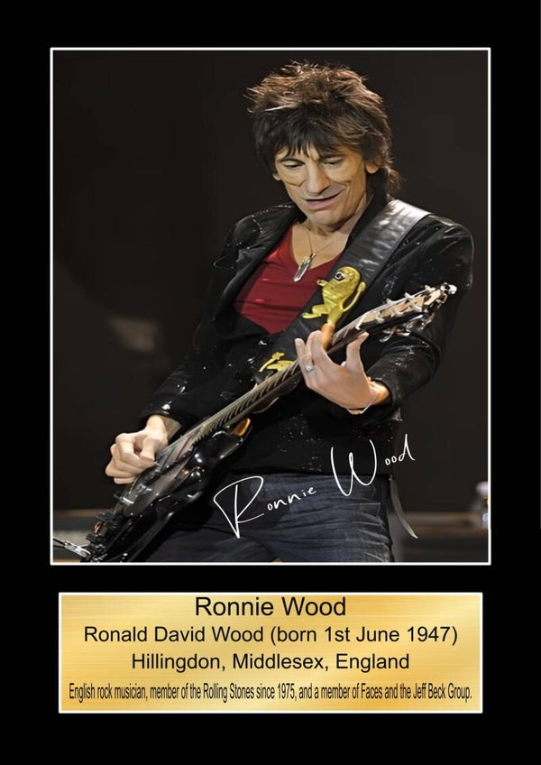 Ronnie Wood  signed print Music Poster Wall Art Memorabilia gift A5,A4,A3.