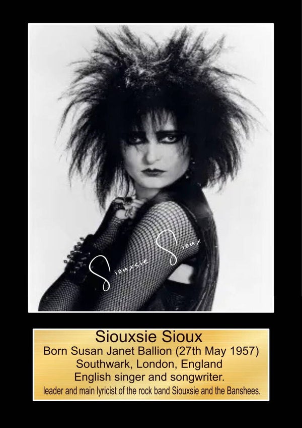 Siouxsie Sioux signed print Music Poster Wall Art Memorabilia gift A5,A4,A3.