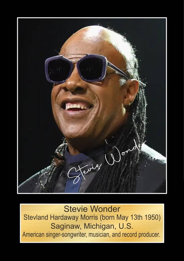 Stevie Wonder  signed print Music Poster Wall Art Memorabilia gift A5,A4,A3.