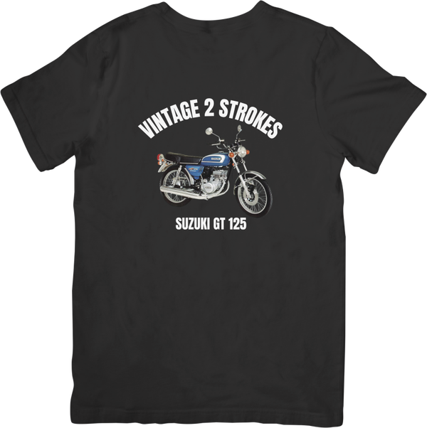 SUZUKI GT 125 BLUE VINTAGE Unisex Fit for Men & Women Quality Cotton T-Shirt Black