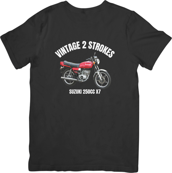 SUZUKI 250 X7 RED VINTAGE Unisex Fit for Men & Women Quality Cotton T-Shirt Black