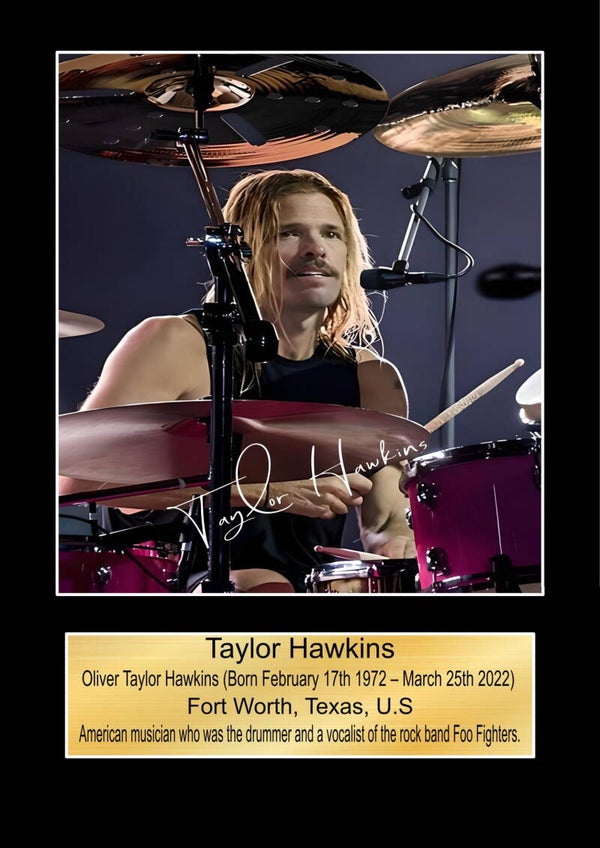 Taylor Hawkins signed print Music Poster Wall Art Memorabilia gift A5,A4,A3.