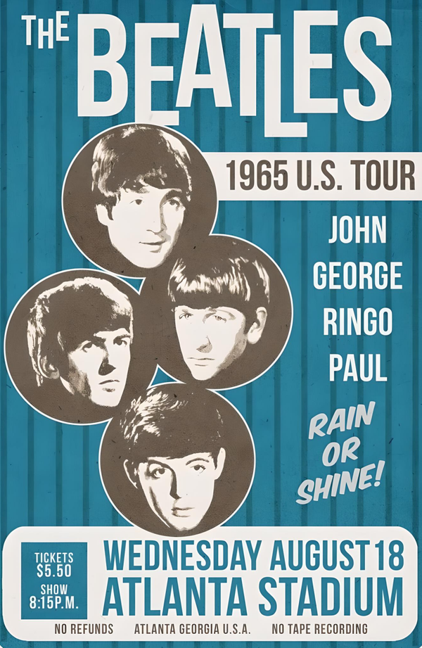 The Beatles 6 Music Print  Concert Wall Art Memorabilia gift A5,A4,A3
