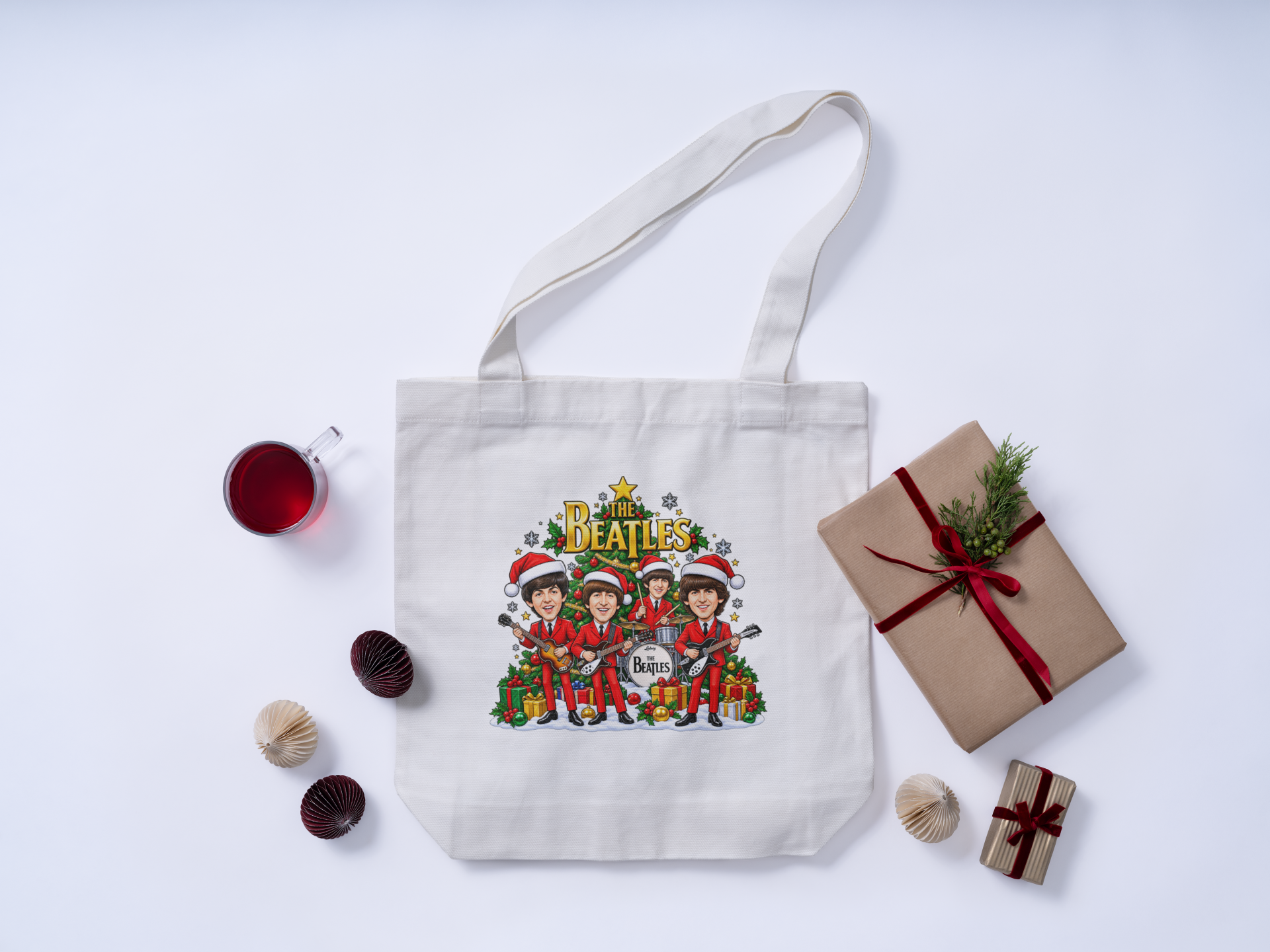 The Beatles #220 Chriatmas Tote Bag Music Merch Cotton Shopper Gift Bag New